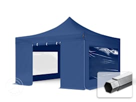 4x4m, aluminium, easy-up-pavillon, 4 sidedele, blå 4x4m, aluminium, easy-up-pavillon, 4 sidedele, blå