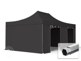 4x6m, aluminium, easy-up-pavillon, 4 sidedele, sort 4x6m, aluminium, easy-up-pavillon, 4 sidedele, sort