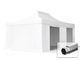 4x6m, aluminium, easy-up-pavillon, 4 sidedele, hvid