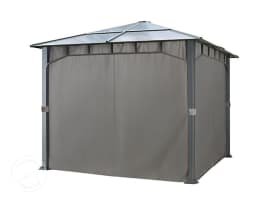 Sidegardiner (sæt med 4 dele) til havepavillonen Sunset Deluxe 3x3, i farven loft grå Sidegardiner (sæt med 4 dele) til havepavillonen Sunset Deluxe 3x3, i farven loft grå