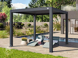 3x3m Pergola, lameltag, antracitgrå