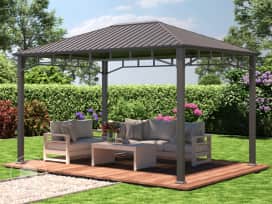 3x4m, hardtop havepavillon, uden sidegardiner