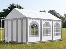 4x6m juhlateltta, PVC-peite, harmaavalkoinen, maarungolla 4x6m juhlateltta, PVC-peite, harmaavalkoinen, maarungolla