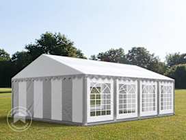6x8m juhlateltta, PVC-peite, harmaavalkoinen