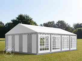 5x8m juhlateltta, PVC-peite, harmaavalkoinen