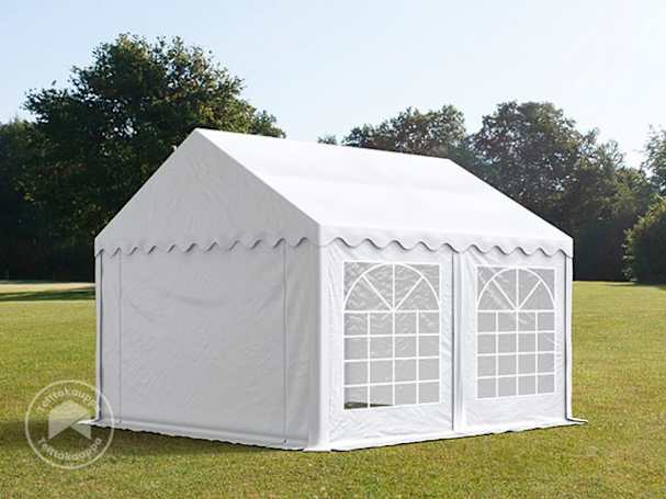 4x4m juhlateltta, PVC-peite, valkoinen