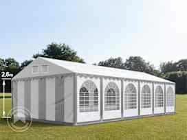6x12m juhlateltta, PVC-peite, harmaavalkoinen, maarungolla