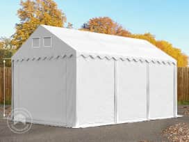 4x6m varastoteltta, PVC-peite, valkoinen, maarungolla, ilman statiikkaa 4x6m varastoteltta, PVC-peite, valkoinen, maarungolla, ilman statiikkaa