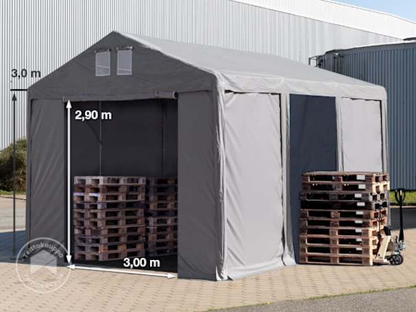 4x6m varastoteltta, PVC-peite, harmaa, maarungolla, ilman statiikkaa 4x6m varastoteltta, PVC-peite, harmaa, maarungolla, ilman statiikkaa