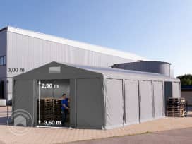 8x12m varastoteltta, PVC-peite, harmaa, maarungolla, ilman statiikkaa