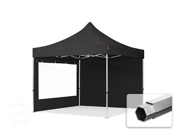 3x3m Alumiini pop-up teltta, sis. 2 sivuseinää, musta