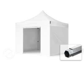 3x3m Alumiini pop-up teltta, sis. 4 sivuseinää, valkoinen 3x3m Alumiini pop-up teltta, sis. 4 sivuseinää, valkoinen