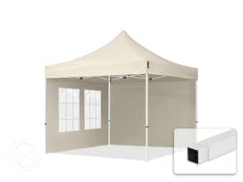 3x3m Teräs pop-up teltta, sis. 2 sivuseinää, kermanvärinen