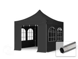 3x3m Teräs pop-up teltta, sis. 4 sivuseinää, musta 3x3m Teräs pop-up teltta, sis. 4 sivuseinää, musta