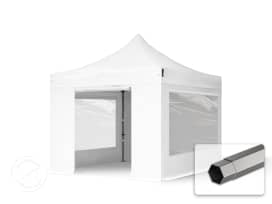 3x3m Teräs pop-up teltta, sis. 4 sivuseinää, valkoinen