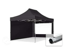 3x4,5m Alumiini pop-up teltta, sis. 2 sivuseinää, musta