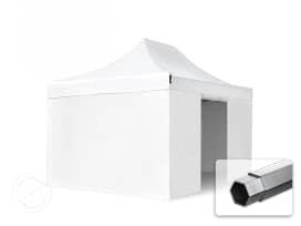 3x4,5m Alumiini pop-up teltta, sis. 4 sivuseinää, valkoinen 3x4,5m Alumiini pop-up teltta, sis. 4 sivuseinää, valkoinen