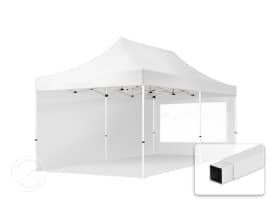 3x6m Teräs pop-up teltta, sis. 2 sivuseinää, valkoinen 3x6m Teräs pop-up teltta, sis. 2 sivuseinää, valkoinen