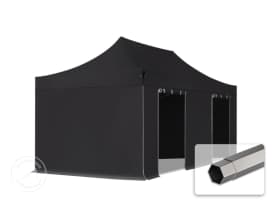 3x6m Teräs pop-up teltta, sis. 4 sivuseinää, musta 3x6m Teräs pop-up teltta, sis. 4 sivuseinää, musta