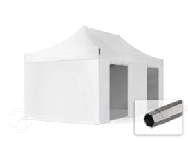 3x6m Teräs pop-up teltta, sis. 4 sivuseinää, valkoinen 3x6m Teräs pop-up teltta, sis. 4 sivuseinää, valkoinen