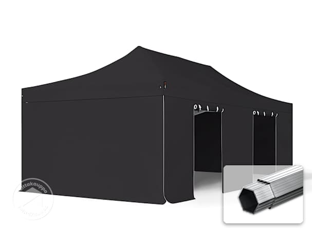 4x8m Alumiini pop-up teltta, sis. 4 sivuseinää, musta 4x8m Alumiini pop-up teltta, sis. 4 sivuseinää, musta