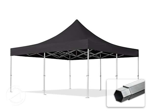 5x5m Alumiini pop-up teltta, ilman sivuseiniä, musta 5x5m Alumiini pop-up teltta, ilman sivuseiniä, musta