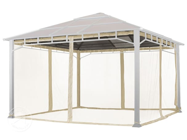 Hyttysverkot puutarhapaviljongille Sunset Deluxe, 4x4 m, samppanjanvärinen