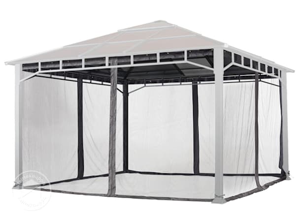 Hyttysverkot puutarhapaviljongille Sunset Deluxe, 4x4 m, loft grey