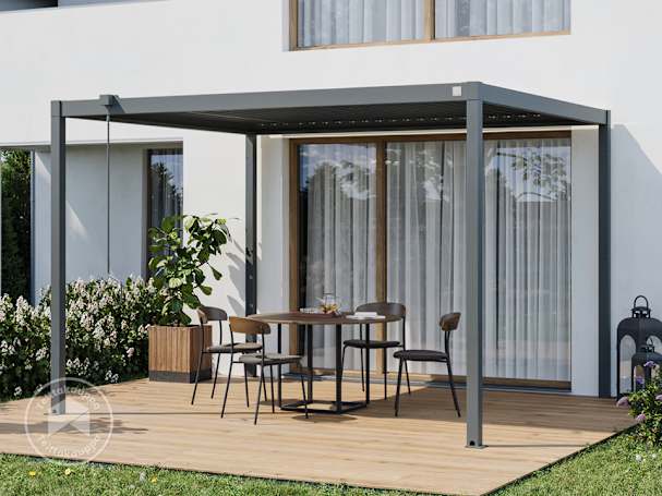 3x3,5m Pergola, säleikkökatto, antrasiitti 3x3,5m Pergola, säleikkökatto, antrasiitti