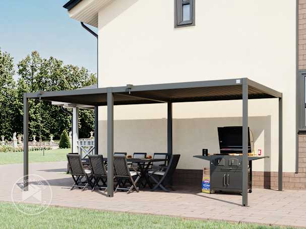 3x5,5m Pergola, säleikkökatto, antrasiitti 3x5,5m Pergola, säleikkökatto, antrasiitti