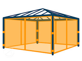 Hyttysverkot puutarhapaviljongille Luma Deluxe, 4x4 m, loft grey
