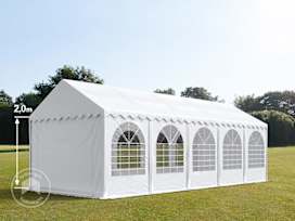 4x10 m partytelt, PVC-presenning, hvit, med bunnramme 4x10 m partytelt, PVC-presenning, hvit, med bunnramme
