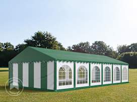 6x12 m partytelt, PVC-presenning, grønn-hvit, med bunnramme 6x12 m partytelt, PVC-presenning, grønn-hvit, med bunnramme
