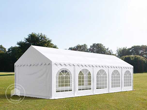 3x10 m partytelt, PVC-presenning, hvit, med bunnramme 3x10 m partytelt, PVC-presenning, hvit, med bunnramme
