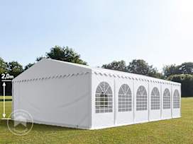 8x12 m partytelt, PVC-presenning, hvit, med bunnramme 8x12 m partytelt, PVC-presenning, hvit, med bunnramme