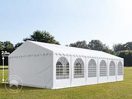 6x12 m partytelt, PVC-presenning, hvit, med bunnramme 6x12 m partytelt, PVC-presenning, hvit, med bunnramme
