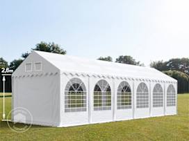 4x12 m partytelt, PVC-presenning, hvit, med bunnramme 4x12 m partytelt, PVC-presenning, hvit, med bunnramme