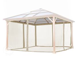 Myggenett (4 deler) for Paviljong Forest Deluxe, champagnefarget, 4x4 m