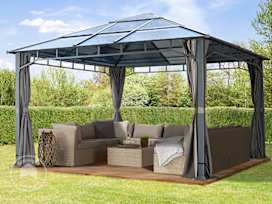 4x4 m paviljong, inkl. 4 sidepaneler loft grey