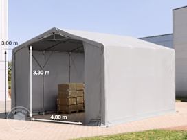 6x6 m telthall, PVC-presenning, grå, uten statikk