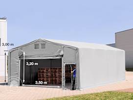 8x8 m telthall, PVC-presenning, grå, uten statikk 8x8 m telthall, PVC-presenning, grå, uten statikk