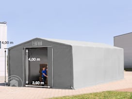 8x12 m telthall, PVC-presenning, grå, uten statikk