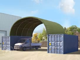 8x6 m containertelt, PRIMEtex-PVC-presenning, mørkegrønn, med statikk