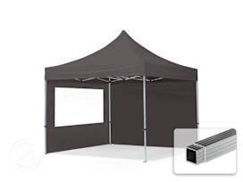 3x3 m aluminium, pop up partytelt, 2 sidepaneler, mørkegrå 3x3 m aluminium, pop up partytelt, 2 sidepaneler, mørkegrå