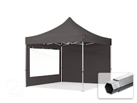 3x3 m aluminium, pop up partytelt, 2 sidepaneler, mørkegrå 3x3 m aluminium, pop up partytelt, 2 sidepaneler, mørkegrå