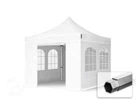 3x3 m aluminium, pop up partytelt, 4 sidepaneler, hvit