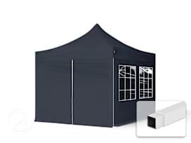 3x3 m stål, pop up partytelt, 4 sidepaneler, svart 3x3 m stål, pop up partytelt, 4 sidepaneler, svart