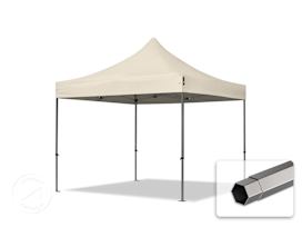 3x3 m stål, pop up partytelt, uden sidepaneler, creme
