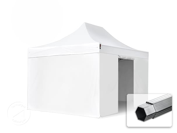 3x4,5 m aluminium, pop up partytelt, 4 sidepaneler, hvit 3x4,5 m aluminium, pop up partytelt, 4 sidepaneler, hvit