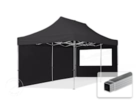 3x6 m aluminium, pop up partytelt, 2 sidepaneler, svart 3x6 m aluminium, pop up partytelt, 2 sidepaneler, svart